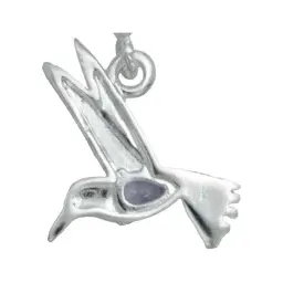 Collar Dije Colibrí Plata 925 Zirconia Violeta con Cadena - Imagen 5