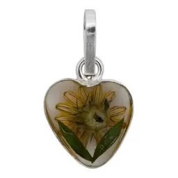 Collar Dije Corazón Girasol Natural Encapsulado Plata 925 Artesanal - Imagen 2