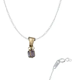 Collar Dije Corazón Oro 10k Zirconia Violeta con Cadena - Imagen 1