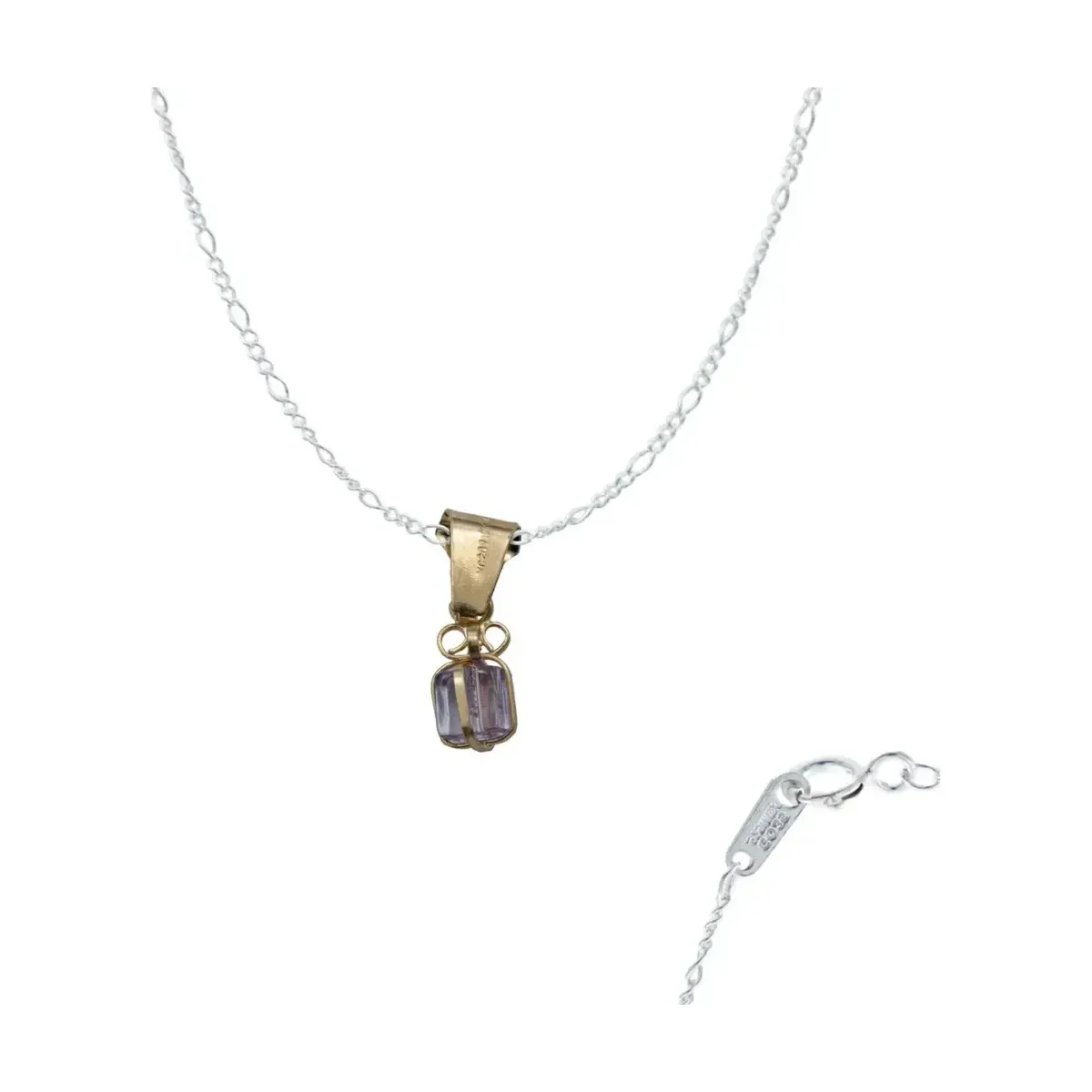 Collar Dije Corazón Oro 10k con Zirconia Violeta para Mujer - Joyaris joyería fina mexicana