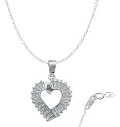 Collar Dije Corazón Plata 925 con Zirconia Baguette - Imagen 1
