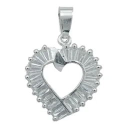 Collar Dije Corazón Plata 925 con Zirconia Baguette - Imagen 2