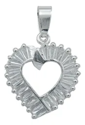Collar Dije Corazón Plata 925 con Zirconia Baguette - Imagen 2
