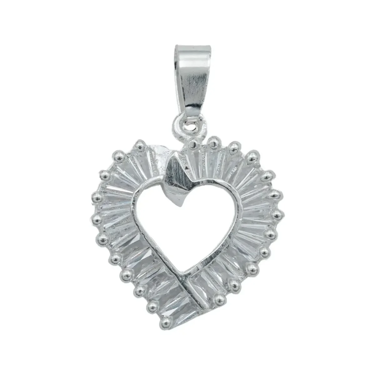 Collar Dije Corazón Plata 925 con Zirconia Baguette - Imagen 2