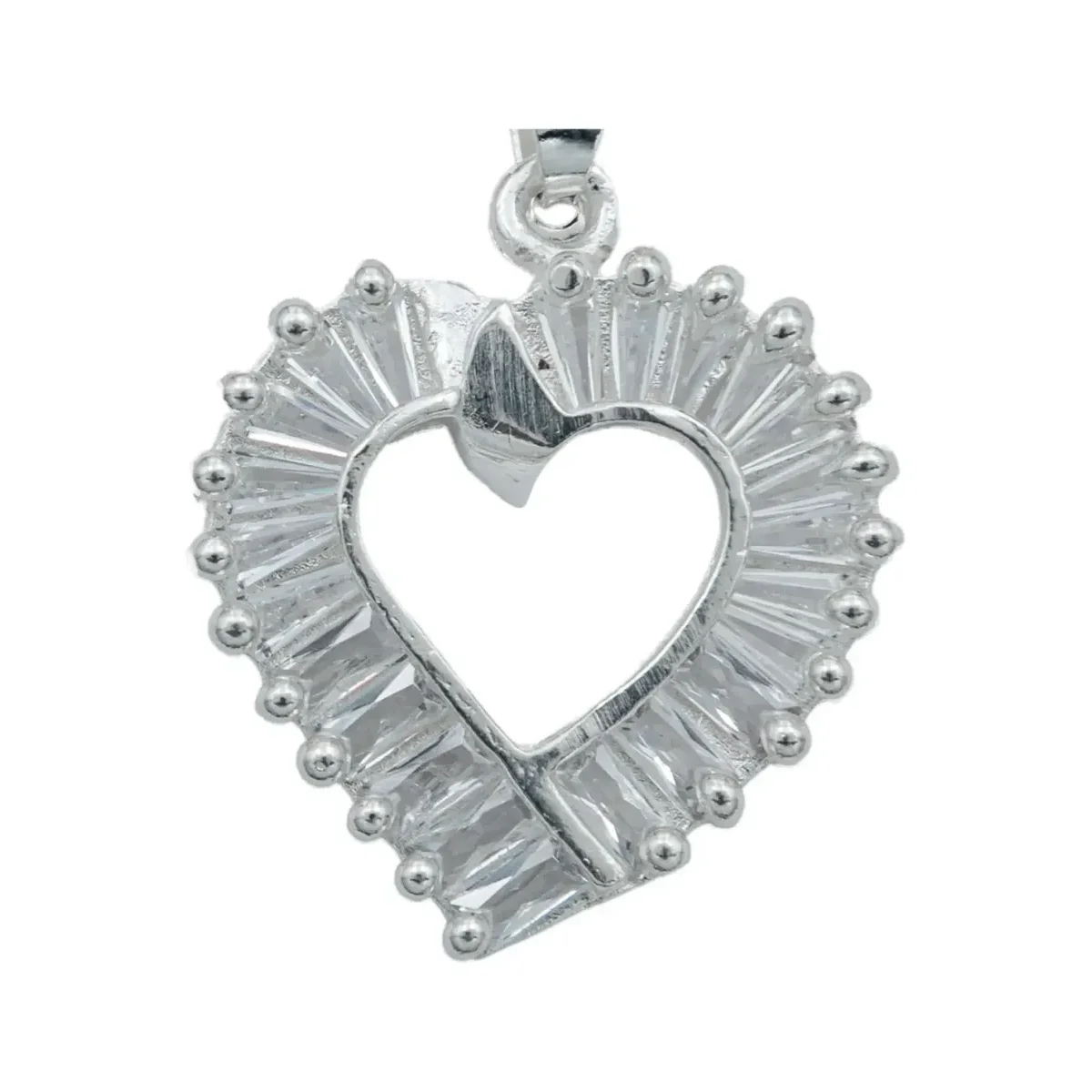 Collar Dije Corazón Plata 925 con Zirconia Baguette - Imagen 3