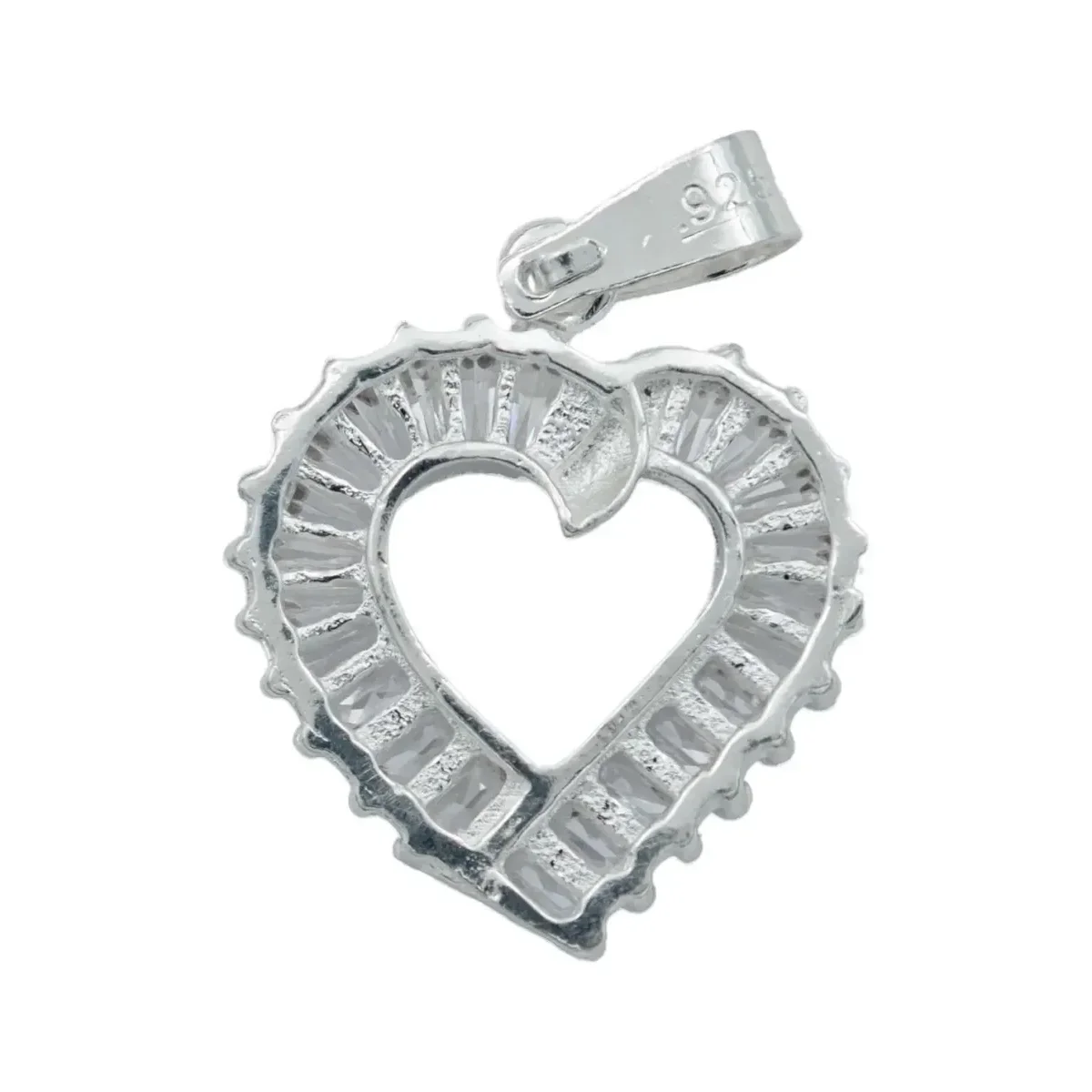 Collar Dije Corazón Plata 925 con Zirconia Baguette - Imagen 4