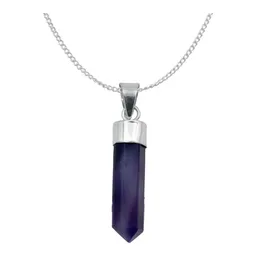 Collar Dije Cuarzo Natural Prisma Plata 925 - Imagen 1