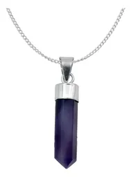 Collar Dije Cuarzo Natural Prisma Plata 925 - Imagen 1