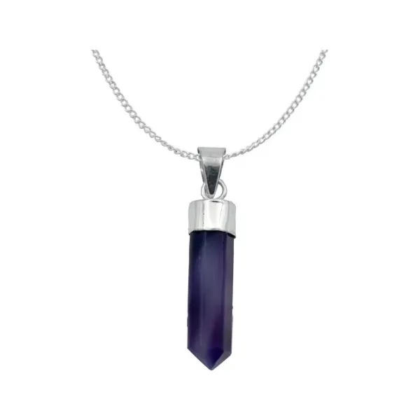 Collar Dije Cuarzo Natural Prisma Plata 925 - Imagen 1
