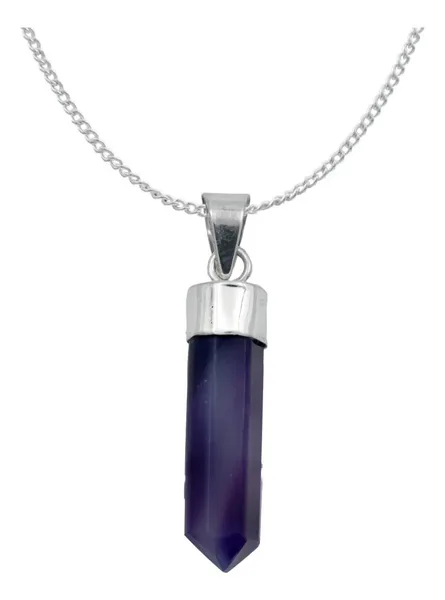 Collar Dije Cuarzo Natural Prisma Plata 925 - Imagen 1