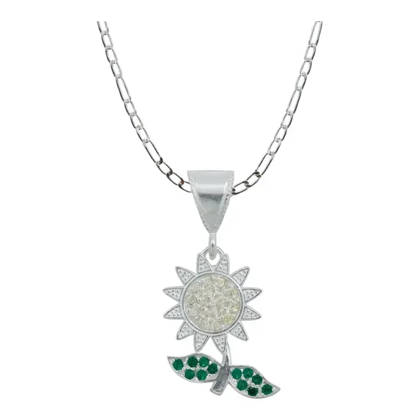 Collar Dije Flor Plata 925 Zirconia Amarilla - Imagen 1