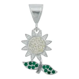 Collar Dije Flor Plata 925 Zirconia Amarilla - Imagen 2