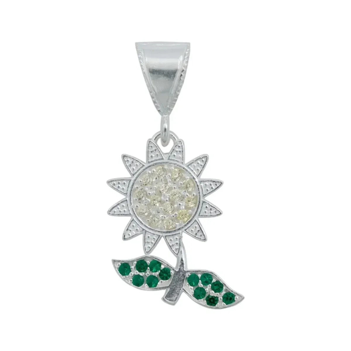 Collar Dije Flor Plata 925 Zirconia Amarilla - Imagen 2
