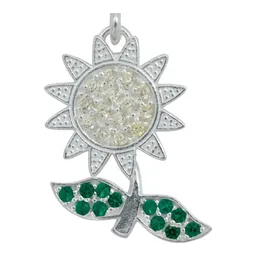 Collar Dije Flor Plata 925 Zirconia Amarilla - Imagen 3