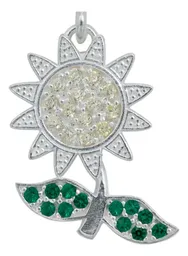 Collar Dije Flor Plata 925 Zirconia Amarilla - Imagen 3