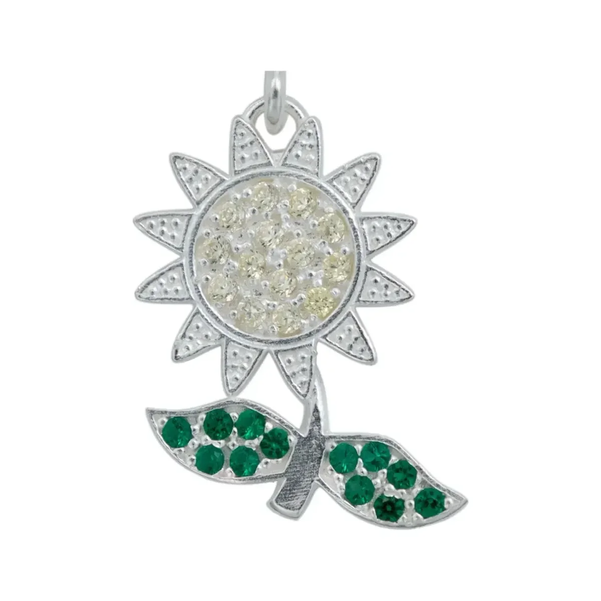 Collar Dije Flor Plata 925 Zirconia Amarilla - Imagen 3
