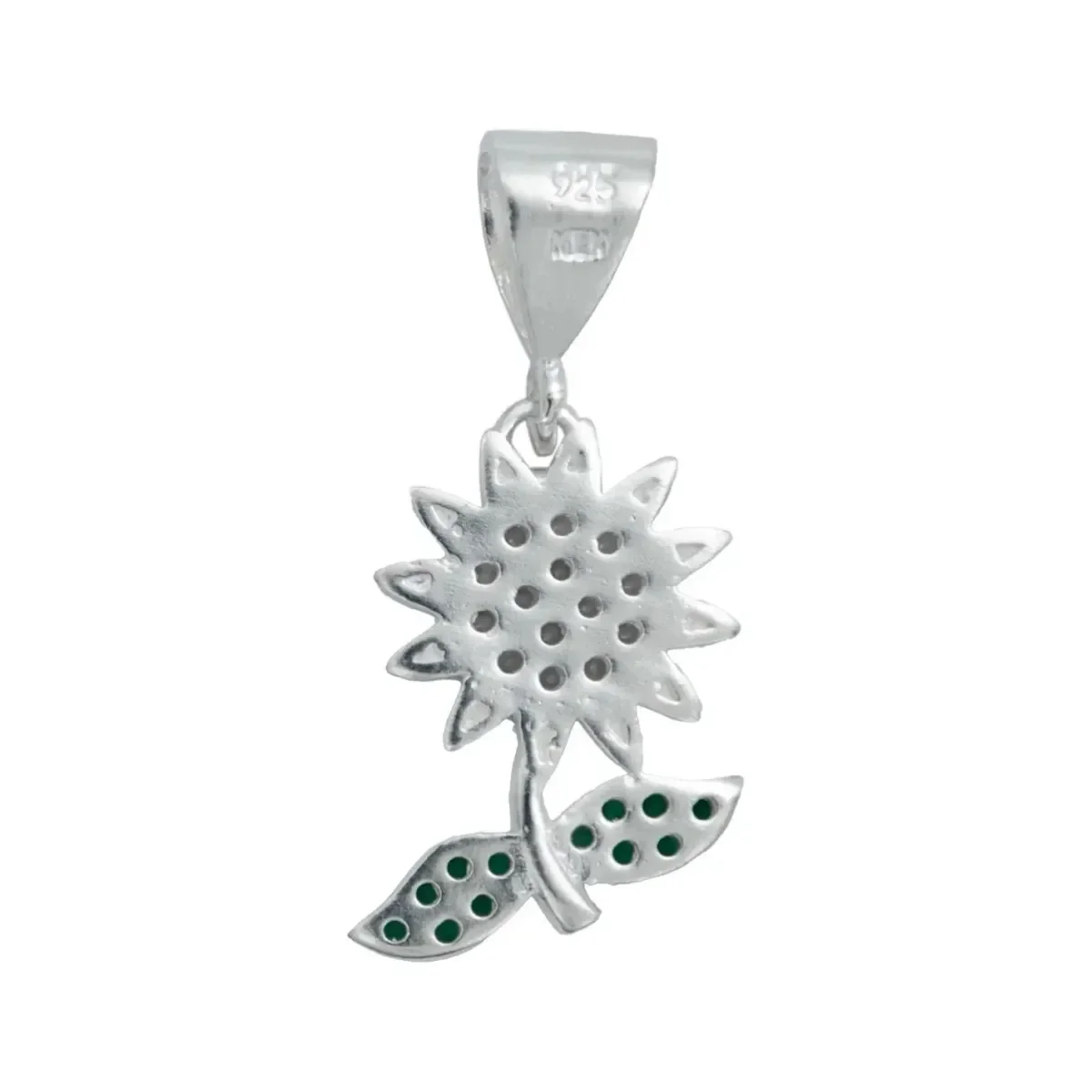 Collar Dije Flor Plata 925 Zirconia Amarilla - Imagen 4