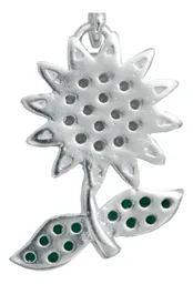 Collar Dije Flor Plata 925 Zirconia Amarilla - Imagen 5