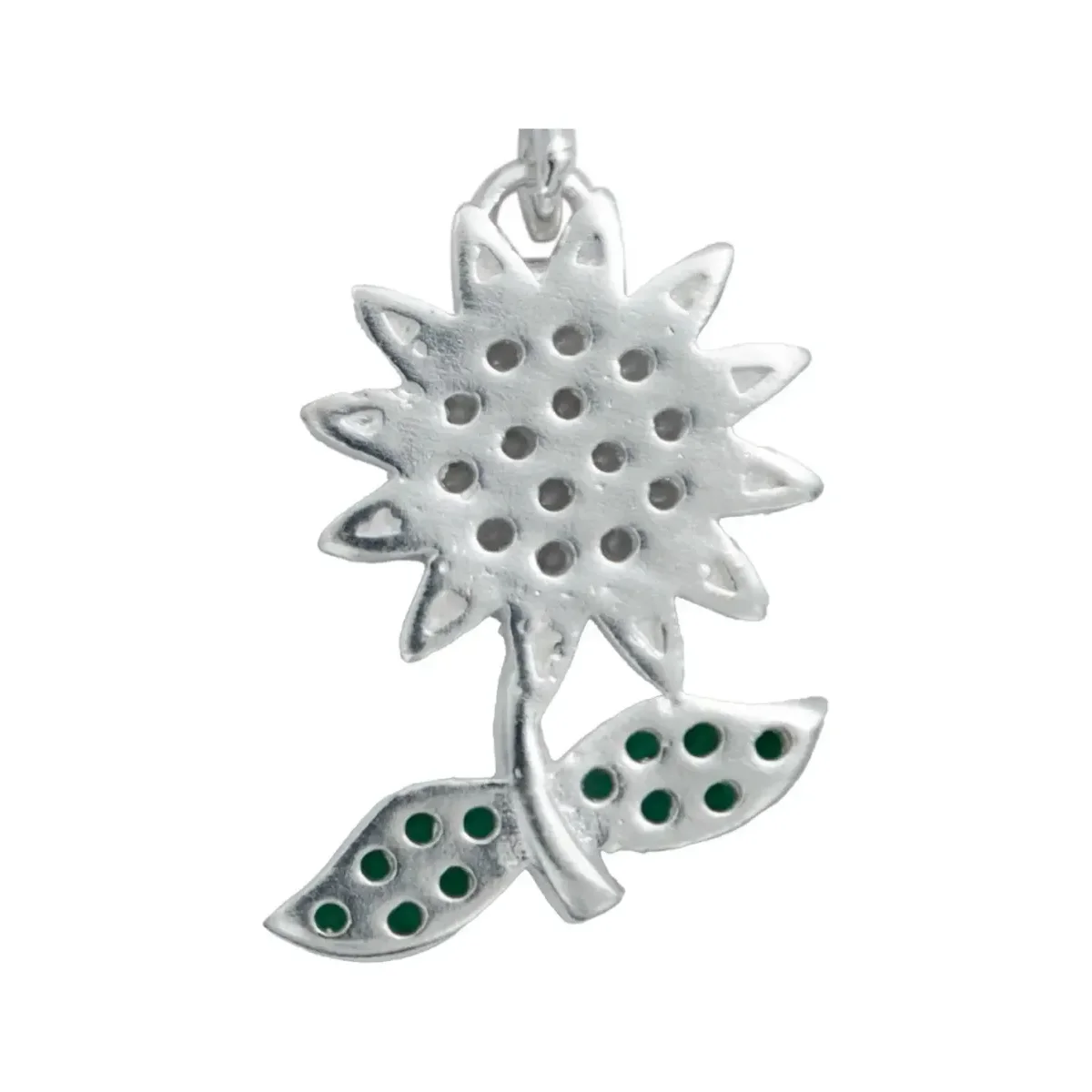 Collar Dije Flor Plata 925 Zirconia Amarilla - Imagen 5