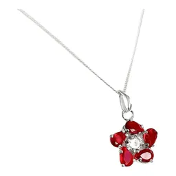 Collar Dije Flor Plata 925 Zirconia Roja para Mujer - Imagen 3