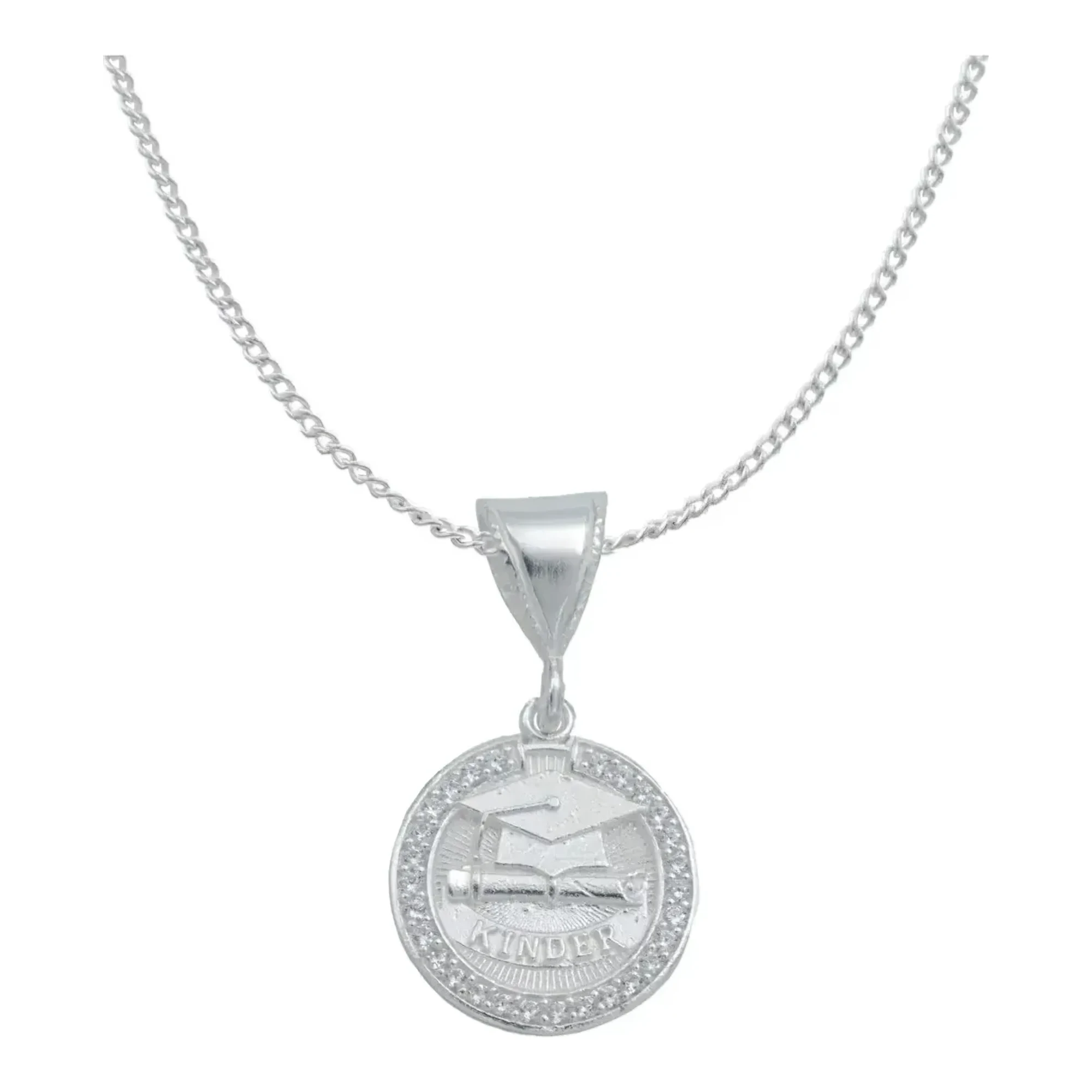 Collar Dije Graduación Niño Niña Plata .925 con Zirconia - Imagen 1