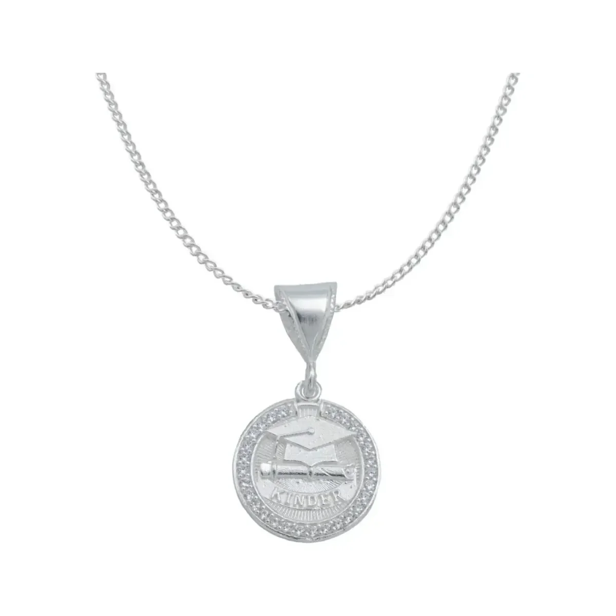 Collar Dije Graduación Niño Niña Plata .925 con Zirconia - Imagen 1