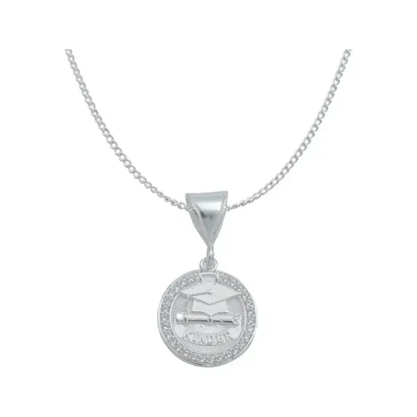 Collar Dije Graduación Niño Niña Plata .925 con Zirconia - Imagen 1