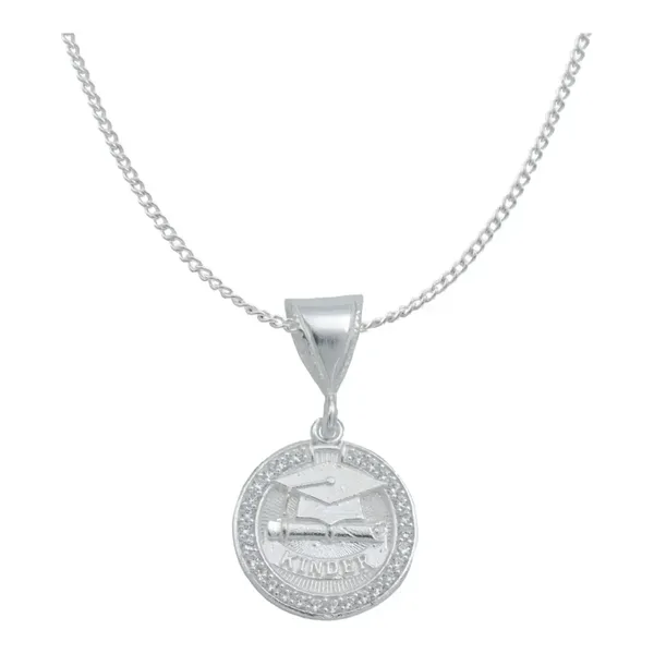 Collar Dije Graduación Niño Niña Plata .925 con Zirconia - Imagen 1