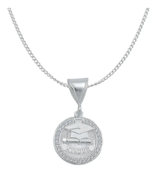 Collar Dije Graduación Niño Niña Plata .925 con Zirconia - Imagen 1
