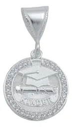 Collar Dije Graduación Niño Niña Plata .925 con Zirconia - Imagen 2