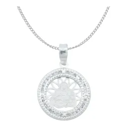 Collar Dije Medalla Buda Plata 925 con Zirconia Transparente - Imagen 1