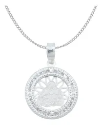 Collar Dije Medalla Buda Plata 925 con Zirconia Transparente - Imagen 1