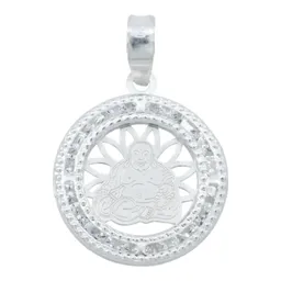 Collar Dije Medalla Buda Plata 925 con Zirconia Transparente - Imagen 2