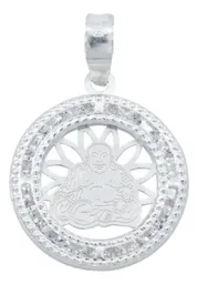 Collar Dije Medalla Buda Plata 925 con Zirconia Transparente - Imagen 2