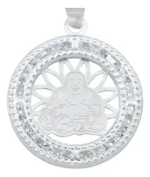 Collar Dije Medalla Buda Plata 925 con Zirconia Transparente - Imagen 3