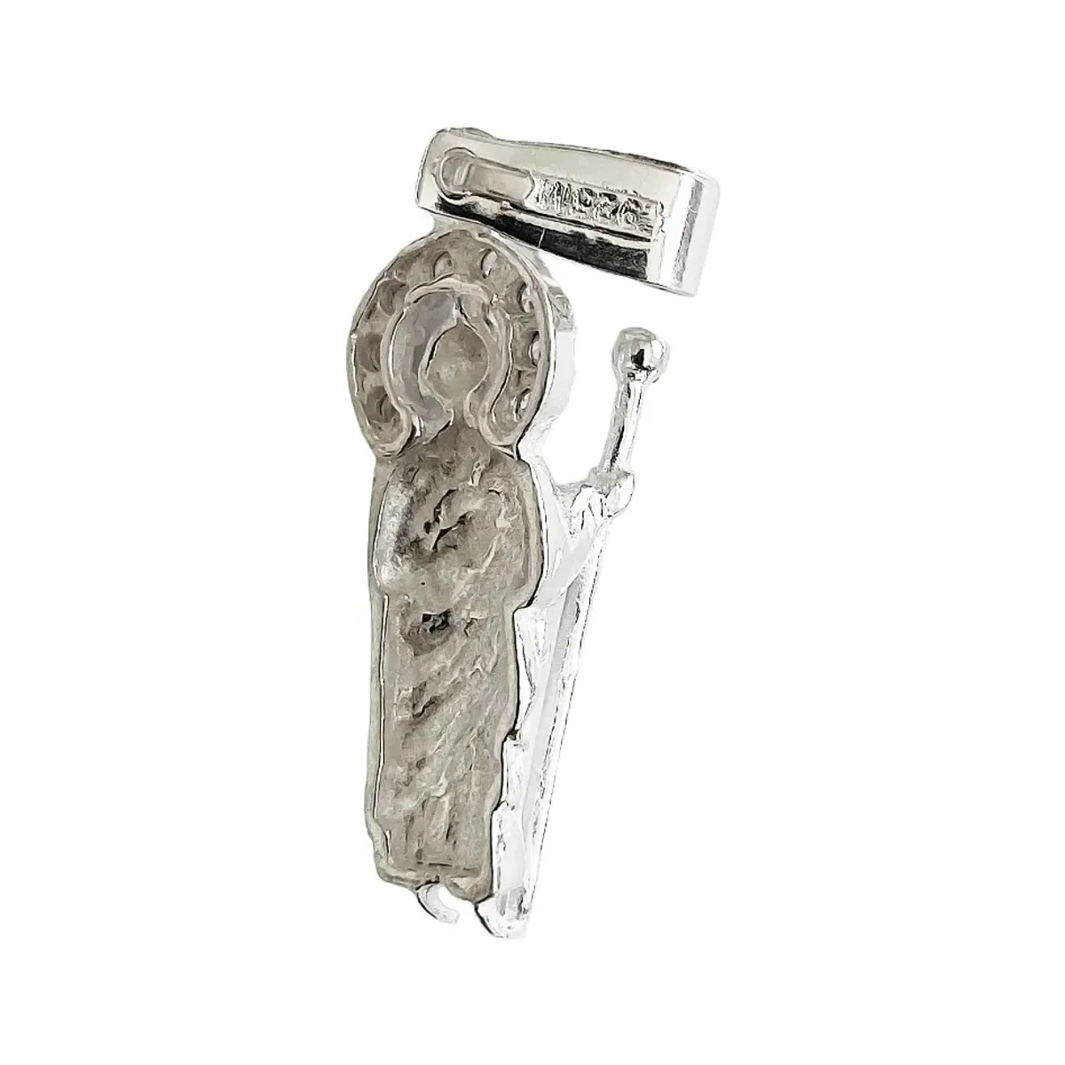 Collar Dije Medalla San Judas Tadeo Plata 925 con Zirconia y Cadena - Imagen 4
