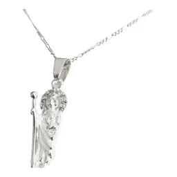 Collar Dije Medalla San Judas Tadeo Plata 925 con Zirconia y Cadena - Imagen 5