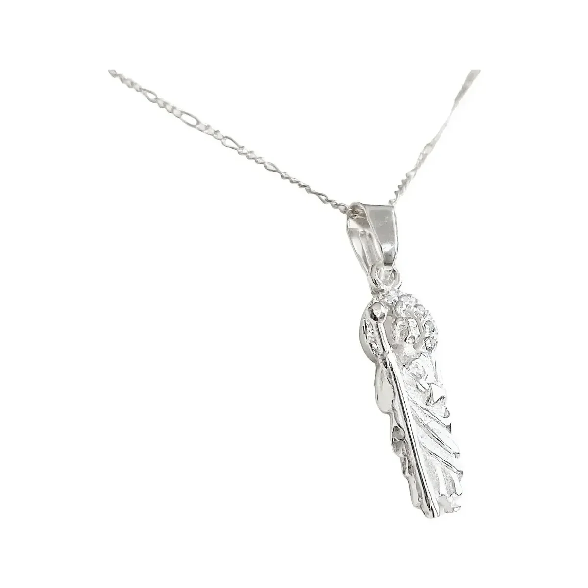 Collar Dije Medalla San Judas Tadeo Plata 925 con Zirconia y Cadena - Imagen 6