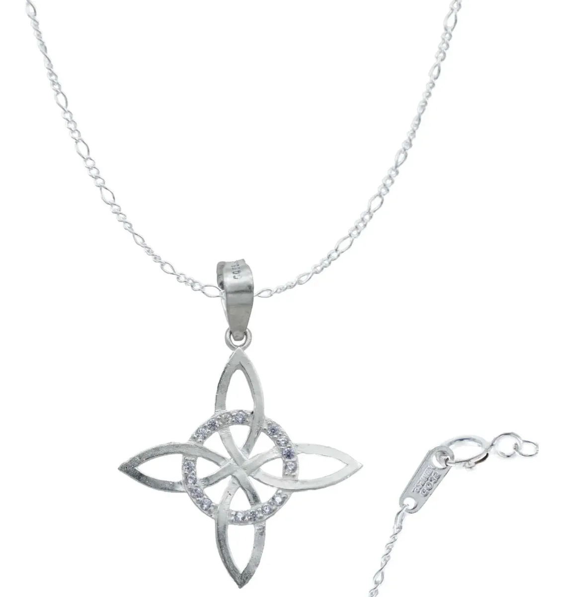 Collar Dije Nudo Bruja Celta Plata 925 Zirconia Violeta - Joyaris Joyería Artesanal Mexicana de Protección