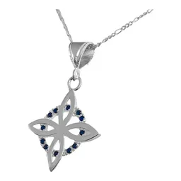 Collar Dije Nudo Bruja Plano Plata 925 Zirconia Azul con Cadena - Imagen 1