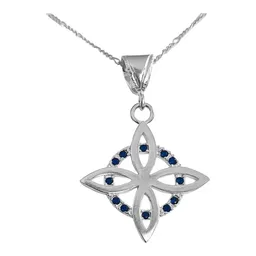 Collar Dije Nudo Bruja Plano Plata 925 Zirconia Azul con Cadena - Imagen 2