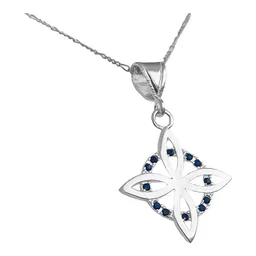 Collar Dije Nudo Bruja Plano Plata 925 Zirconia Azul con Cadena - Imagen 3