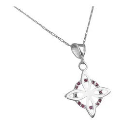 Collar Dije Nudo Bruja Plano Plata 925 Zirconia Fucsia con Cadena - Imagen 2