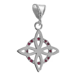 Collar Dije Nudo Bruja Plano Plata 925 Zirconia Fucsia con Cadena - Imagen 5