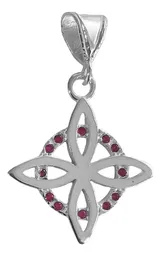 Collar Dije Nudo Bruja Plano Plata 925 Zirconia Fucsia con Cadena - Imagen 5