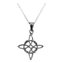 Collar Dije Nudo Bruja Plata 925 Pavonado Cadena Unisex - Imagen 1