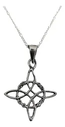 Collar Dije Nudo Bruja Plata 925 Pavonado Cadena Unisex - Imagen 1