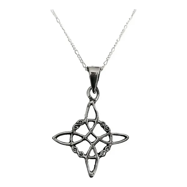 Collar Dije Nudo Bruja Plata 925 Pavonado Cadena Unisex - Imagen 1