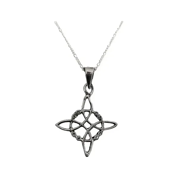 Collar Dije Nudo Bruja Plata 925 Pavonado Cadena Unisex - Imagen 1