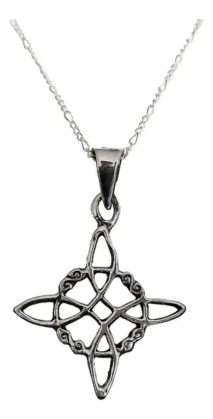 Collar Dije Nudo Bruja Plata 925 Pavonado Cadena Unisex - Imagen 1